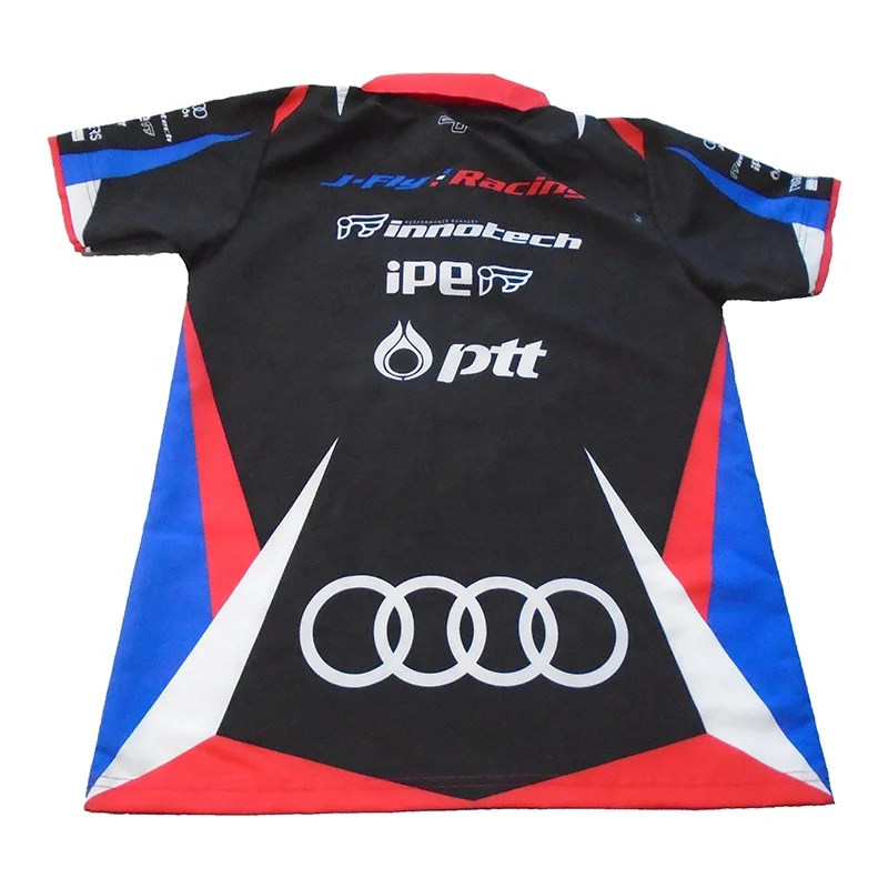 Breathable high quality custom full sublimation motorcycle jerseys Pit crew Polo style auto racing shirts