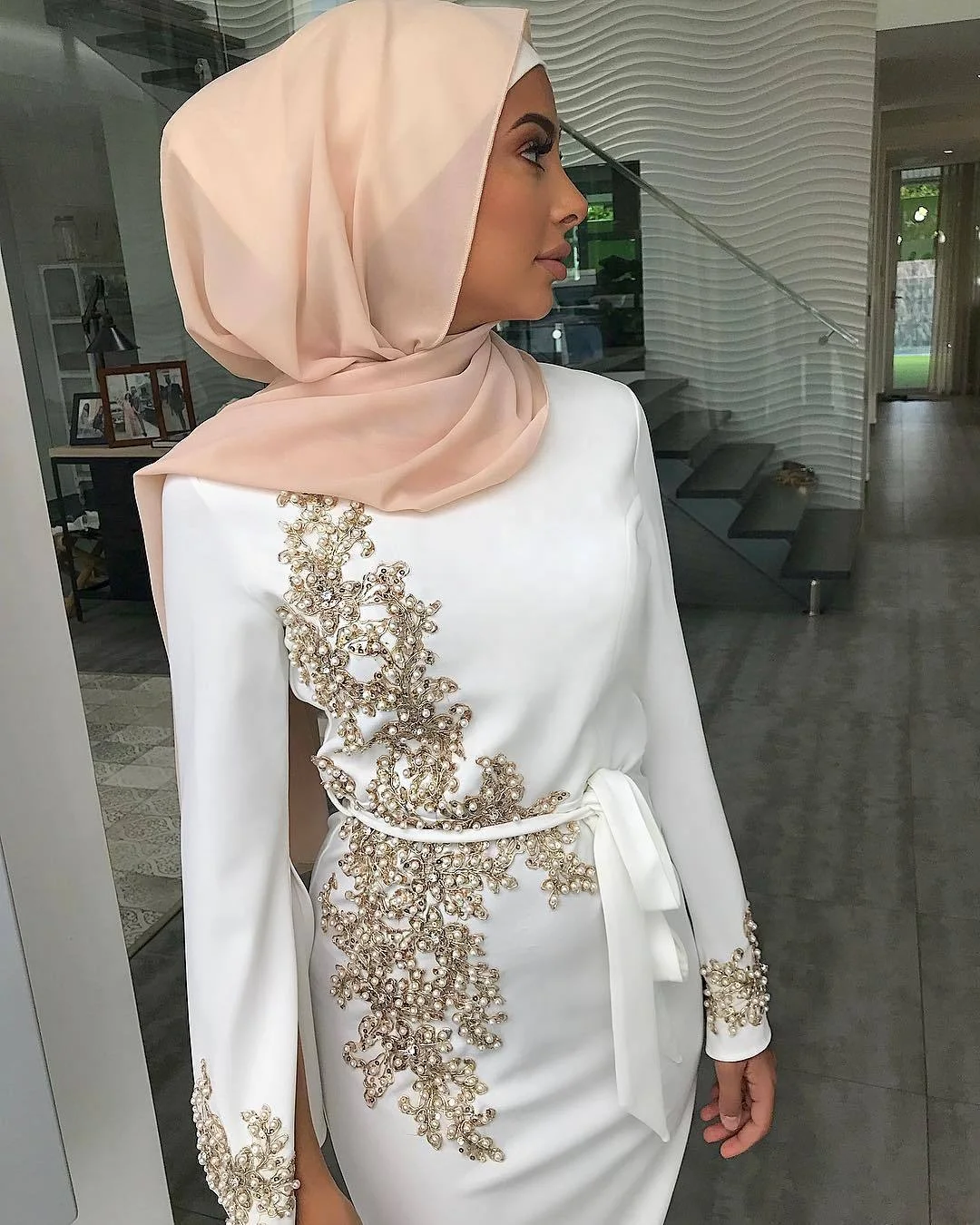 
DLL805 High quality fashionable women burkha muslim abayas lace beaded beautiful abaya 