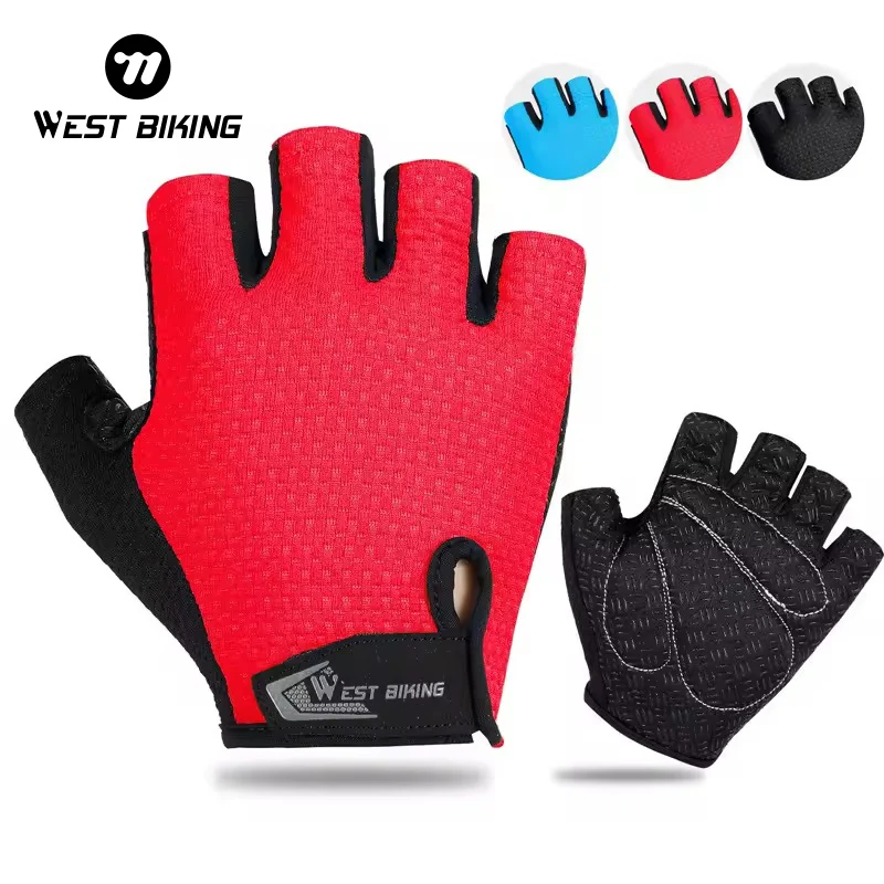 WEST BIKING Wholesale Dirt Bike Motorcycle Fingerless Training Fitness Anti Vibration Cycling Gloves Gym Unisex