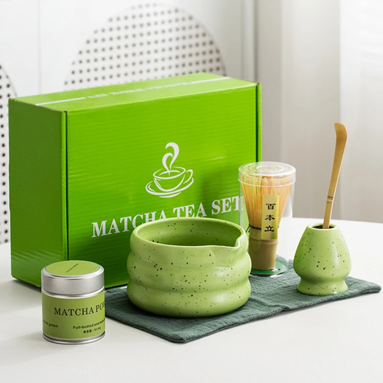Wholesale custom Matcha gift set bamboo whisk ceramic bowl Matcha Whisk kit Set For Tea Tools