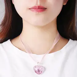 Handmade Murano Italy Millefiori Inspiration Flower Glass Heart Necklace Pendant Crafts Jewelry Lampwork Wholesale BHQ003