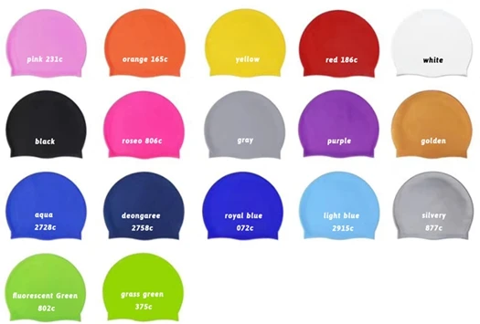 OEM Custom Logo Printed Suitable Seamless Hat Silicone Swim Cap For Unisex Kids Adult