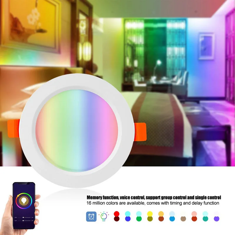 RGB потолочный светильник для украшения помещений утопленный Tuya RGBCW пластиковый 5 Вт 7 2 5/3 5/4 дюйма умный Светодиодный