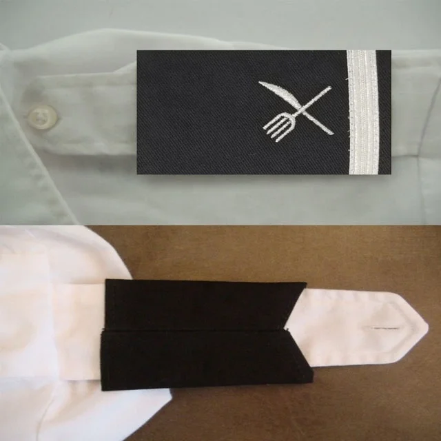 Shoulder Boards Epaulets Silver Knife And Fork & One Bar Military Uniform navy Officer Sliver  Embroidery Shoulder Board
