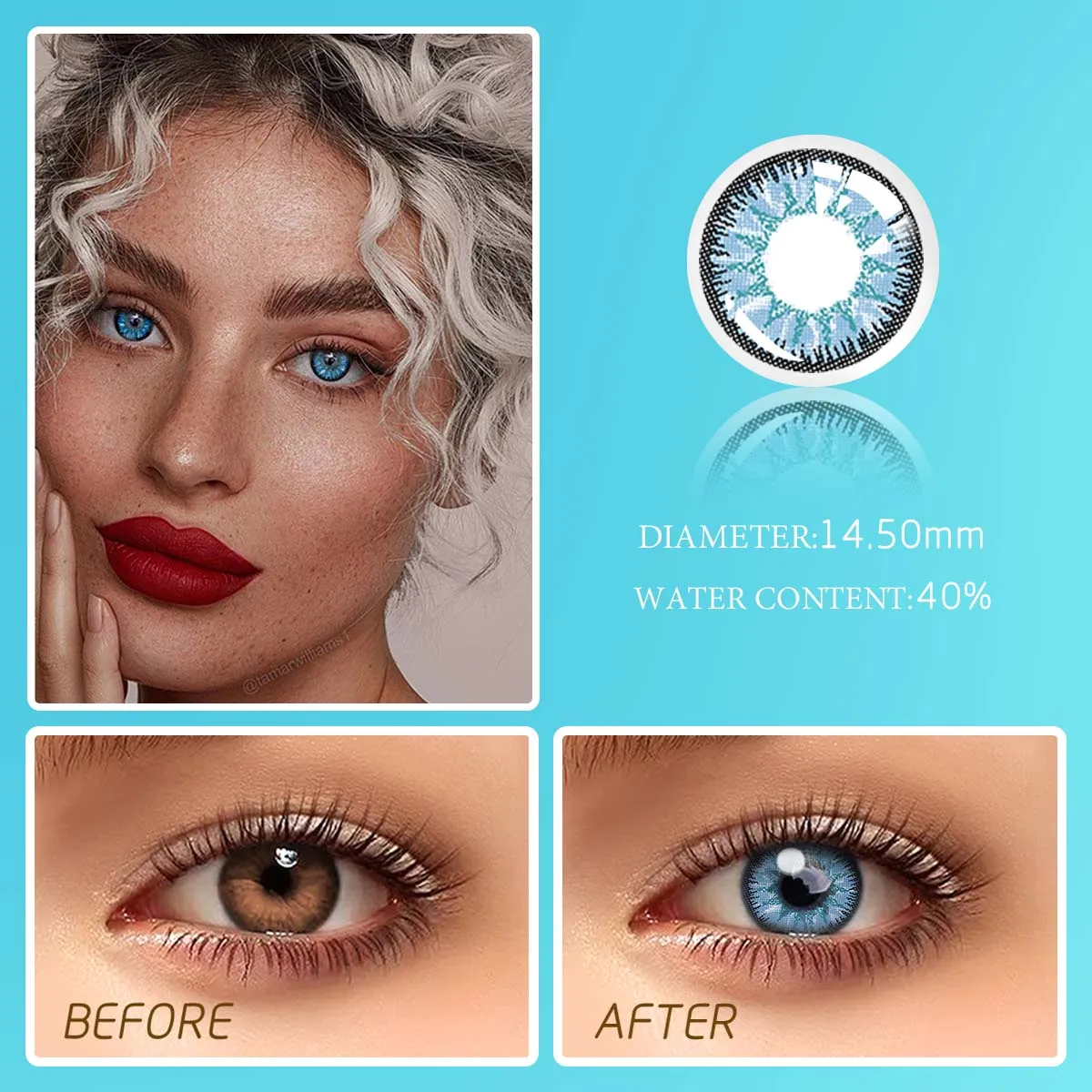 Lalens Custom 2Pcs Myopia Vika Contact Lenses Yearly Use Wholesale Prescription Diopter Blue Natural Color Contacts Lenses