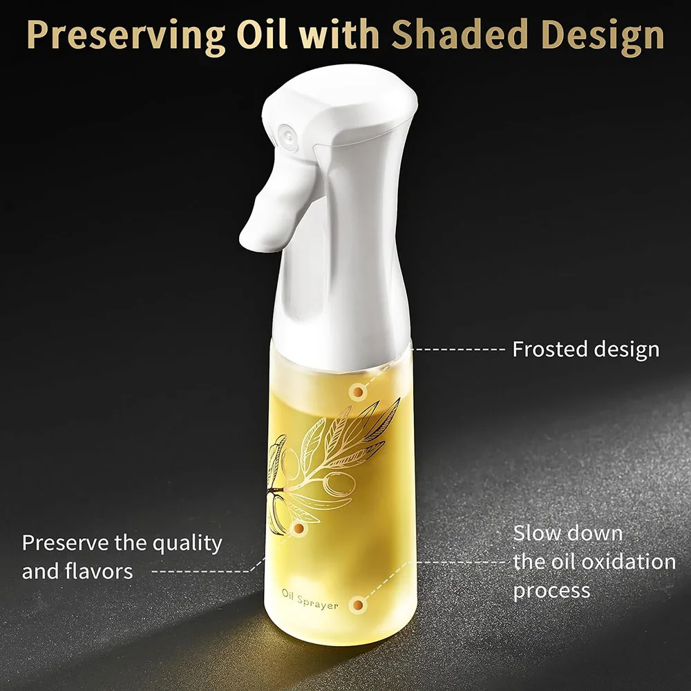 Customized kitchen reusable transparent 200ml 7oz olive oil spray dispenser bottle for cooking frying baking roasting