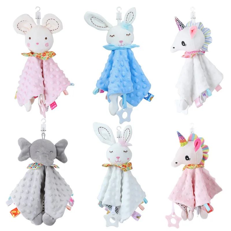 Bubble Minky Cartoon Lathe Hanging Handkerchief Saliva Rattles Toys Baby Comforter Towel Stuffed Animals Toys