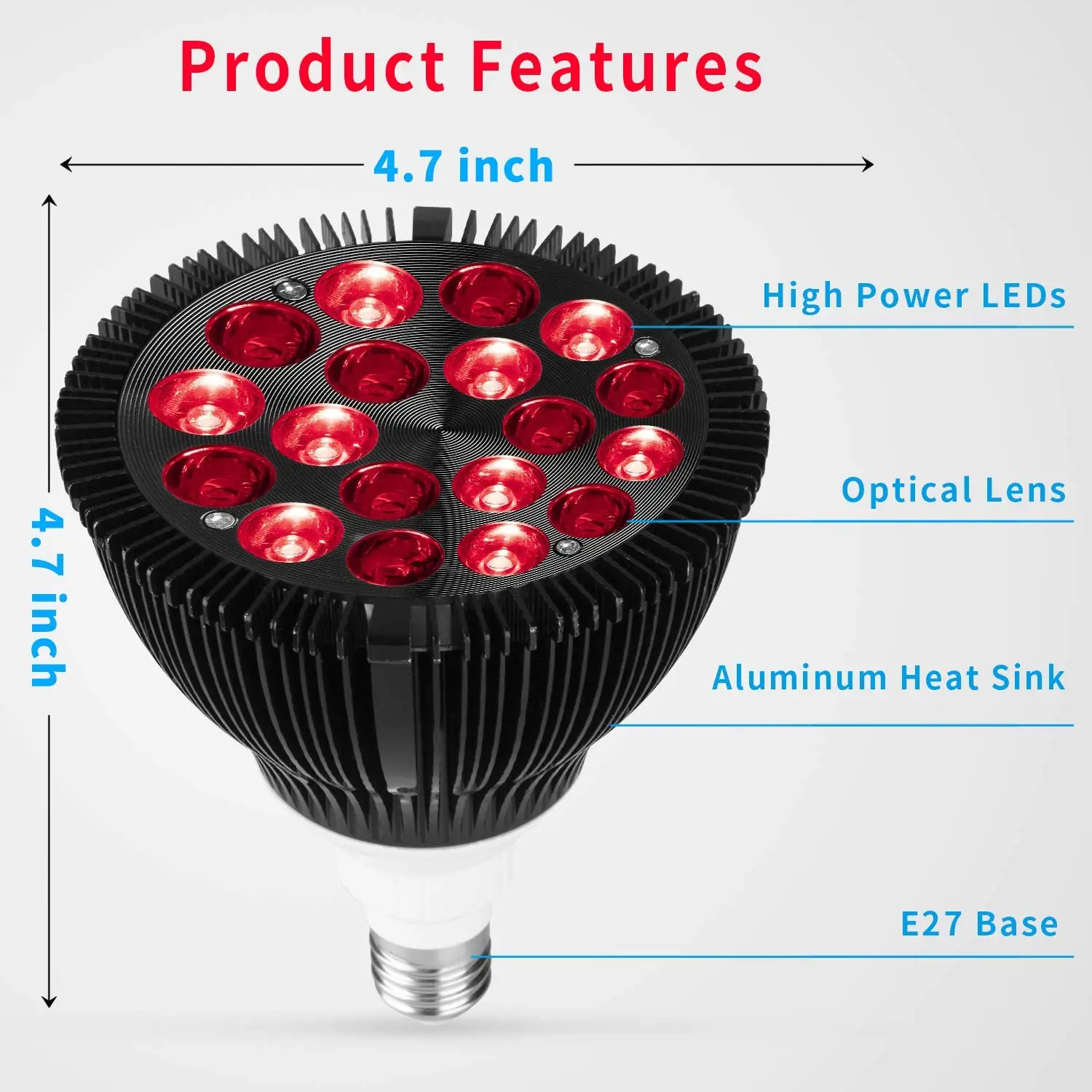 Hot Products Wholesale 54w E27 plug 660nm 850nm Red Infrared Portable red light therapy bulb
