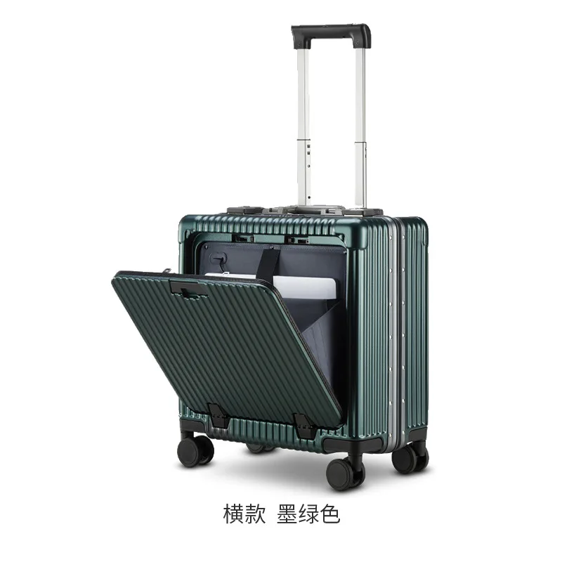 2024 Wholesale 18 Inch multifunctional carry on  with aluminum frame New Hot Sale Carry On Luggage with Front Zipper Pocket