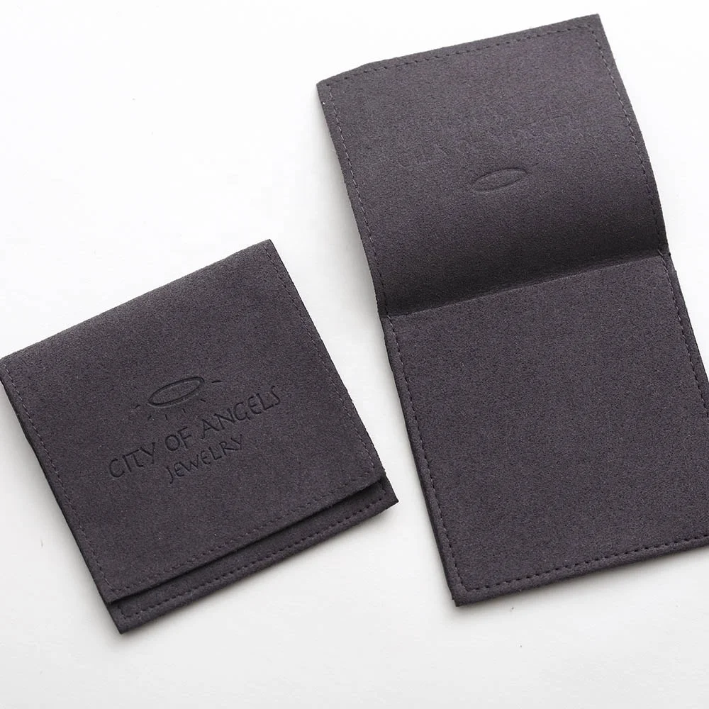 PandaSew Custom Logo Luxury Envelope Flap Micro Fiber Suede Jewelry Pouch