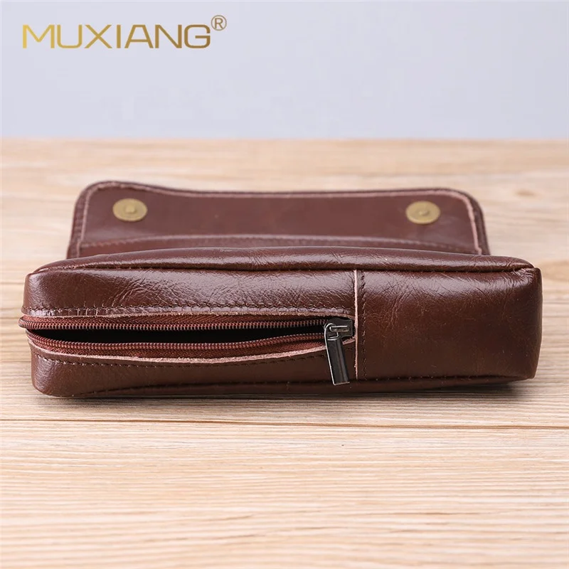 MUXIANG Genuine Leather Brown Color Single Tobacco Pipe Pouch Pipe Accessories Storage Bag