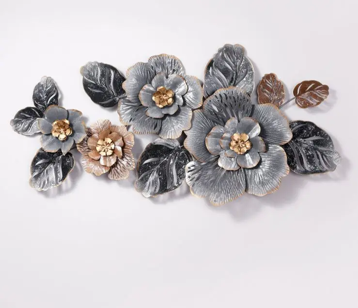 Bohemian style Iron Three-Dimensional Flower Pastoral Wall Hanging Wholesale Living Room Dining Room Bedside Wall decoration