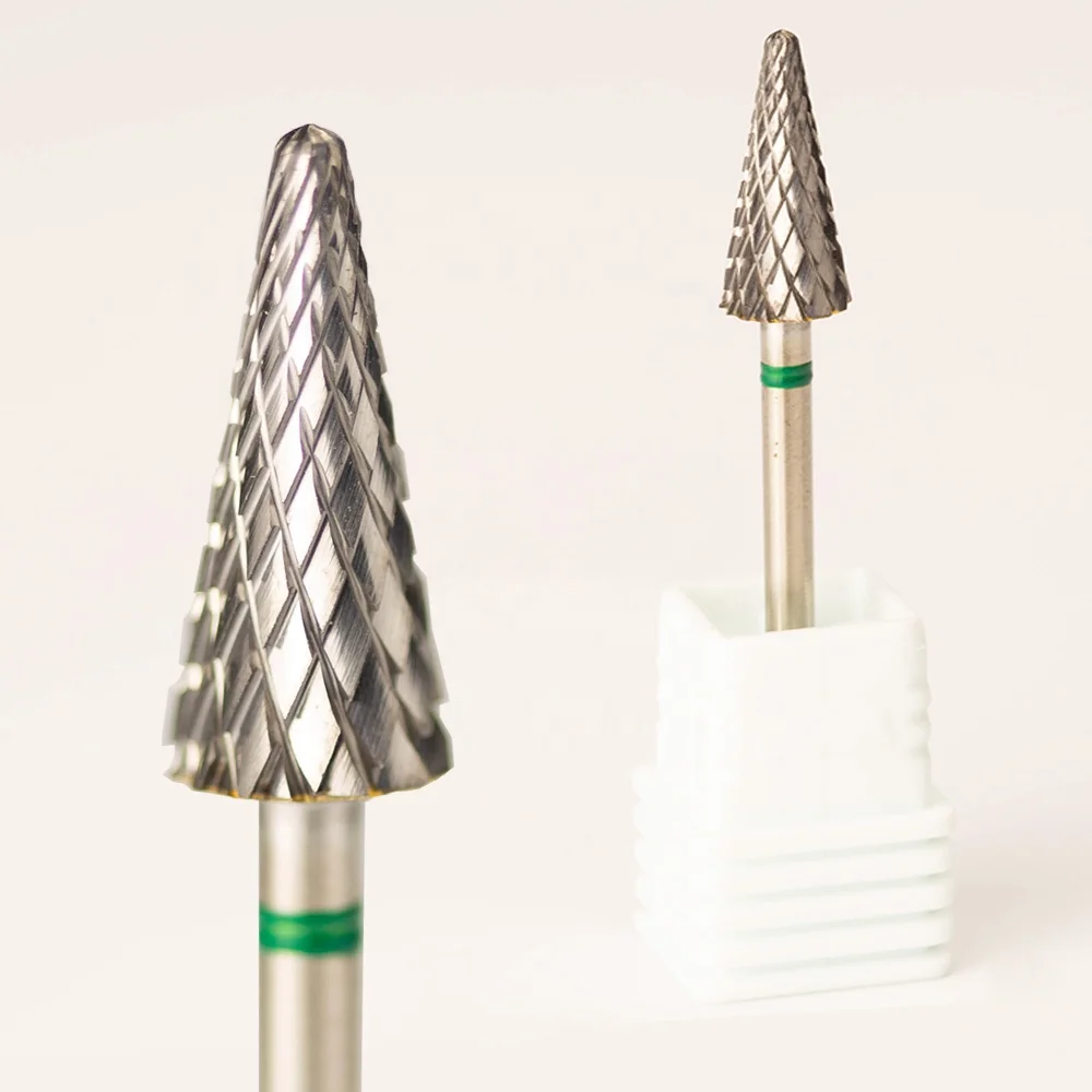 Storage Big Cone Silver Safety Professional Electric Filing Nail Brill Efile Bits in Carbide Tungsten