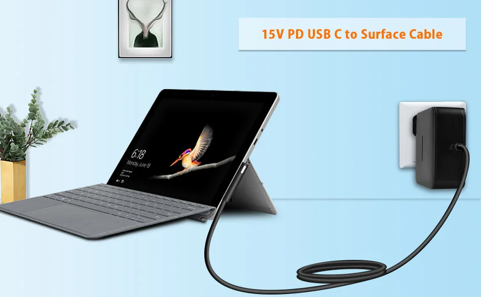 15 в 5 футов 1 м Type C кабель питания для быстрой зарядки USB-кабеля Surface