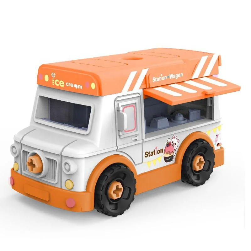 36months toddler educational puzzle hand assemble DIY free wheel school bus