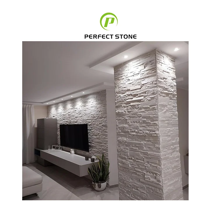 Декор Ledgestone Fieldstone разделенное лицо Чистый белый кварц культура камень облицовка стен