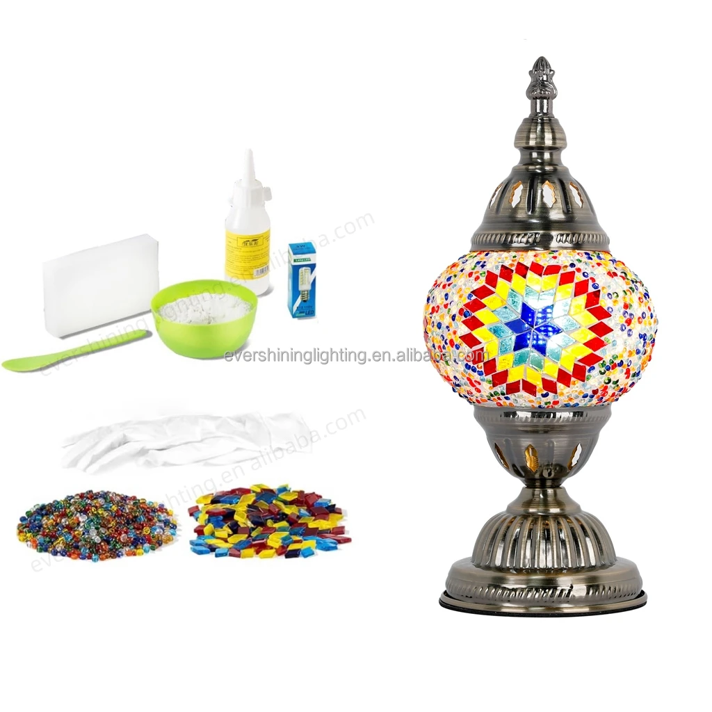Marrakech Handmade Glass Turkish Mosaic Lamp Kit DIY Mosaic Table Lamp Home Craft Kit