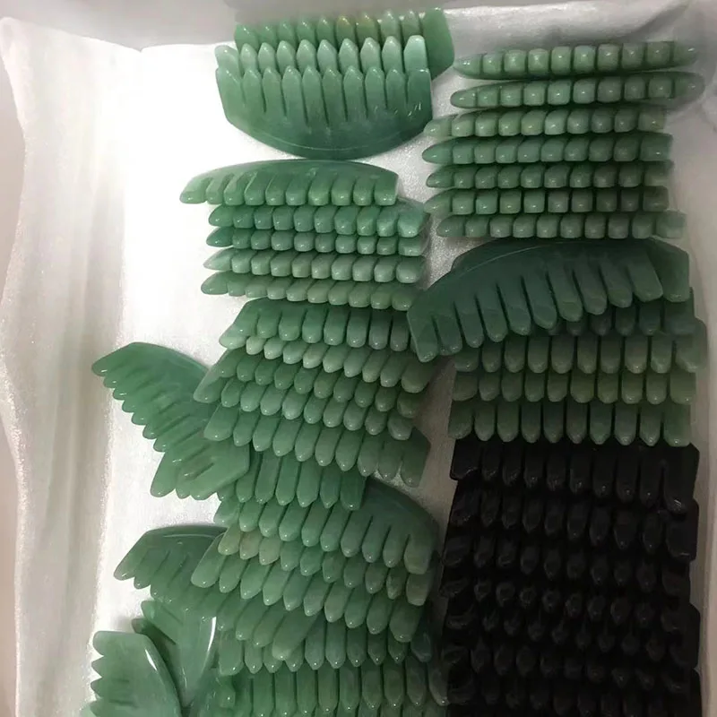 Wholesale Green Aventurine Jade Rose Crystal Comb Head Health Massage For Healing