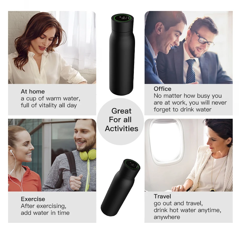 Discount App Smart Water Drinking Record 600ml Thermos Sublimation Water Bottle Thermos Flask China