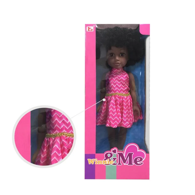 18 inch doll baby black long hair doll with vinyl For girls