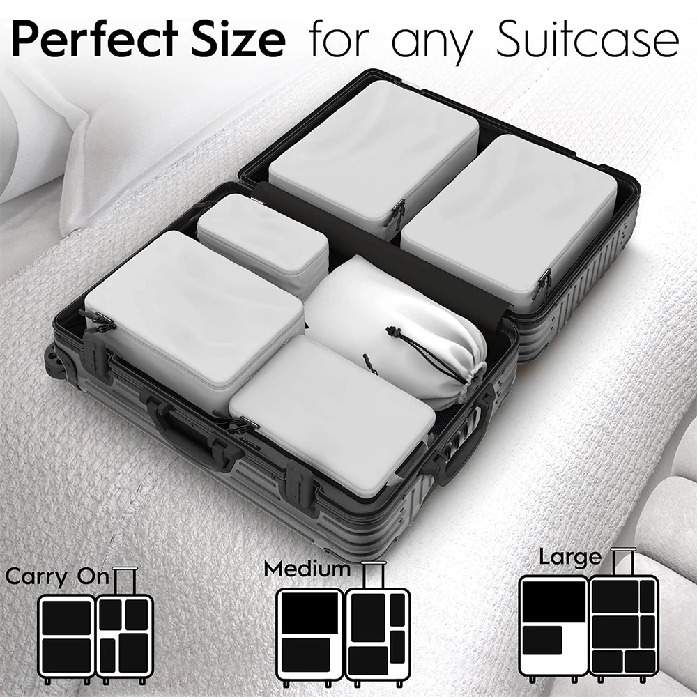 4-Piece Deluxe Compression Luggage Organizer Packing Cubes for Travel Maximize Space Large Capacity Design