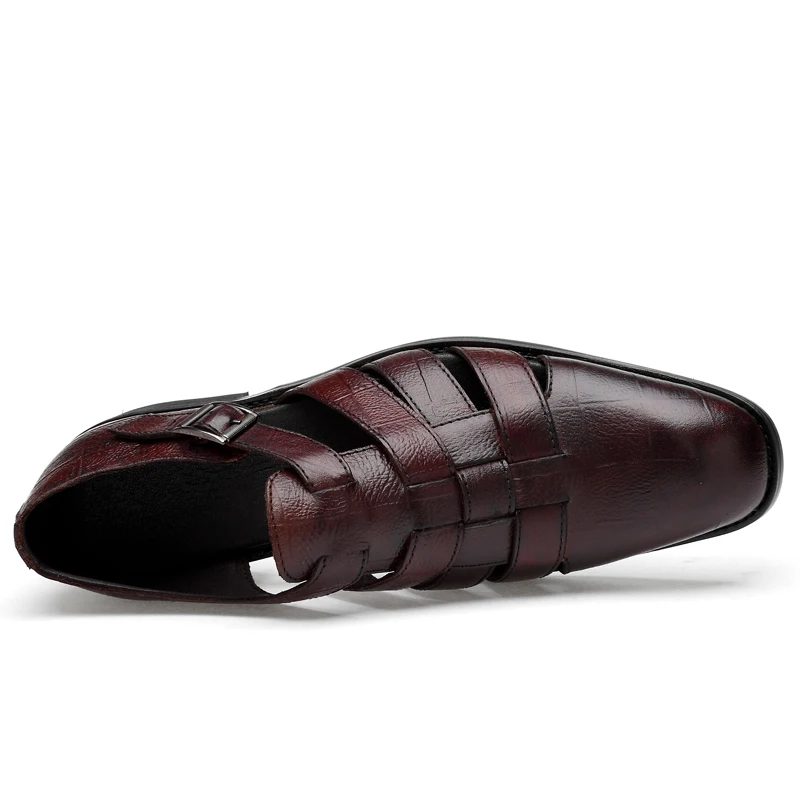 
Fashion Summer Men Sandals Height Increasing Leather Shoes Brown Casual Elevator Shoes Tall Footwear 