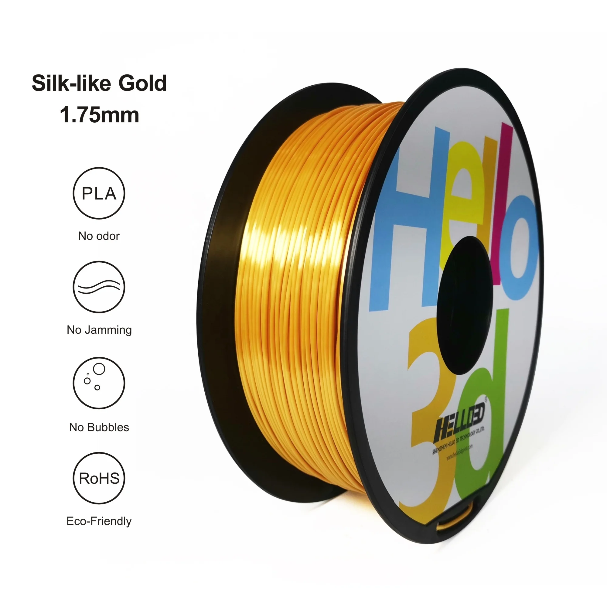 Шелковая золотая нить для 3d принтера Hello 3D PLA 1 75 мм 3 2 85