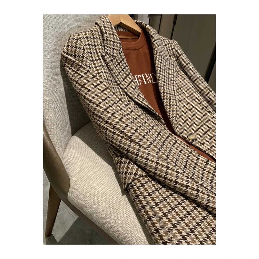 
Factory Top Quality Supply Houndstooth Plaid Ladies Wool Suits 