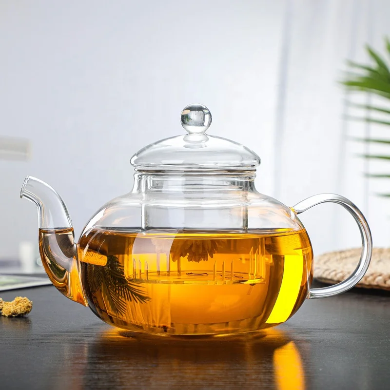 Handmade high transparent heat resistant borosilicate glass teapot with tea set