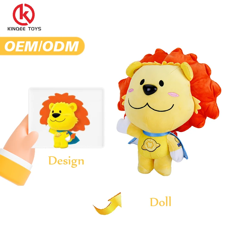 Kinqee Professional high quality plushie customized mascot company logo anime lion plush toys