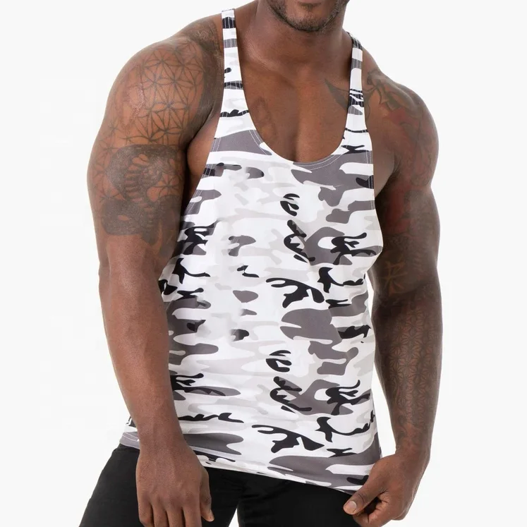 High Quality Custom Camouflage Stringer Racerback Breathable Fitness Muscle Tank Top