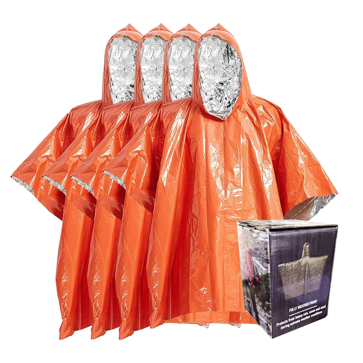 Outdoor Emergency Blanket Rain Poncho Lightweight Waterproof Raincoat Survival Thermal Mylar Space Emergency Blanket Poncho