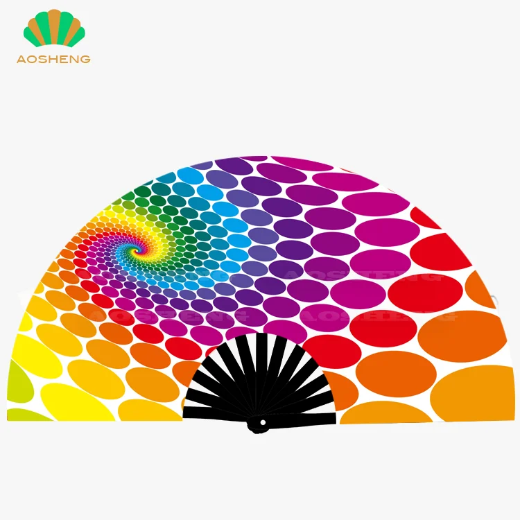 AOSHENG custom fan peacock mix color for party quality hand fans lash hand fan