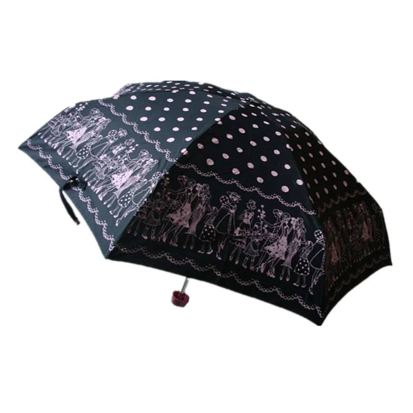 cute cat printing 4 folding umbrella for women high quality small size travel pocket umbrella