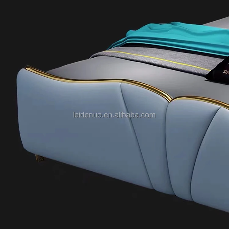 New Model Modern European Bedroom Furniture Double Beds Luxury Standing Soft Bed