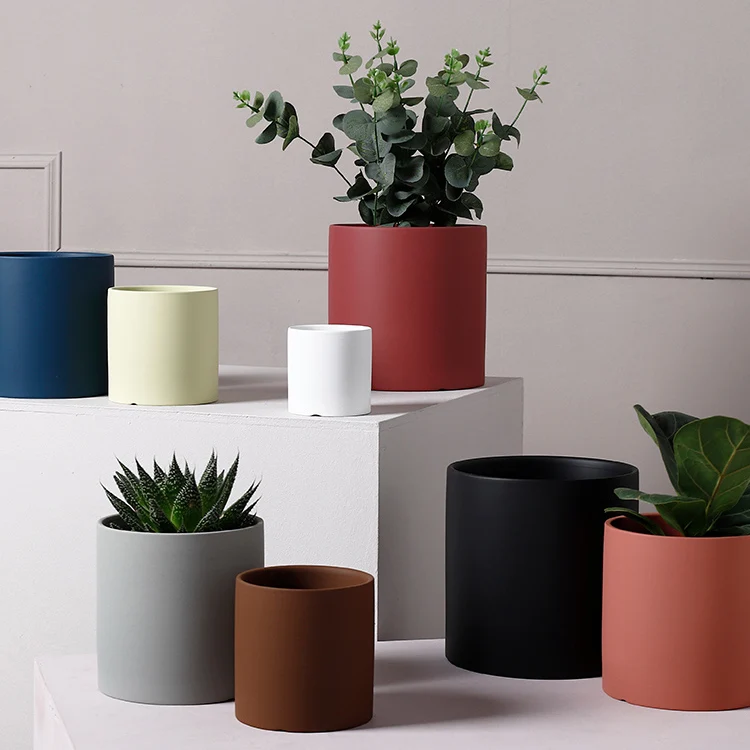Flower pots manufacturers nordic customized sizes color matte cylinder succulent flowerpot wholesalers pot clay bonsai pot
