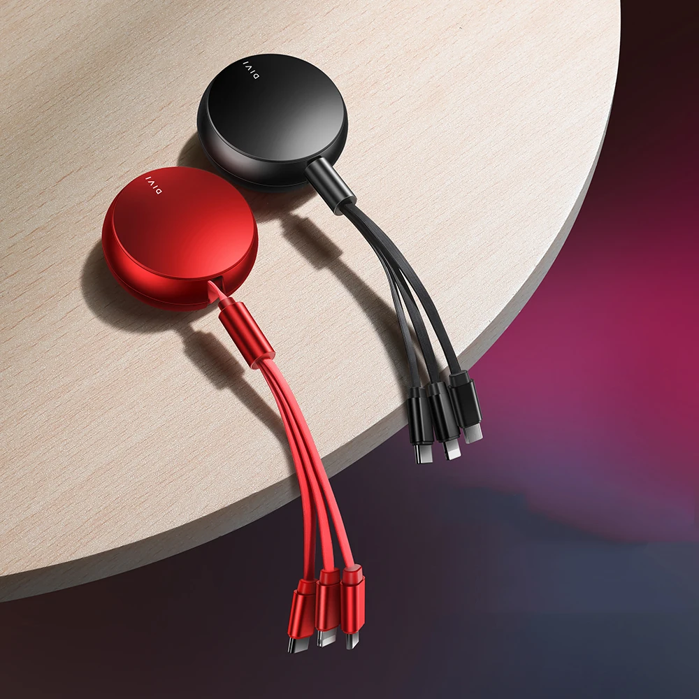 
DIVI 3 In 1 Retractable Fast Charging Usb Data Cable For IPhone For Android 