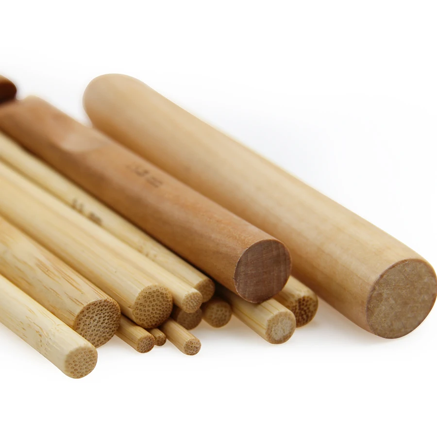 14pcs Bamboo Knitting Needles Bamboo Crochet Hook for Hand Knitting Tool
