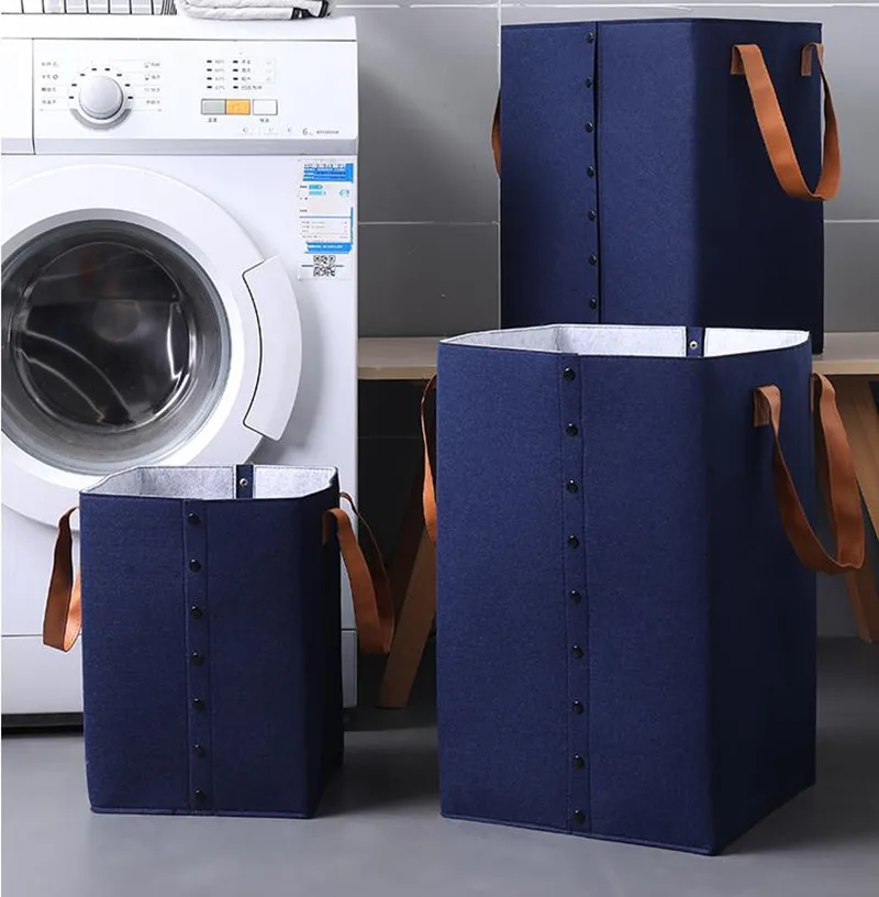 Portable felt laundry Storage Basket with handle Felt storage basket organizer box for toys
