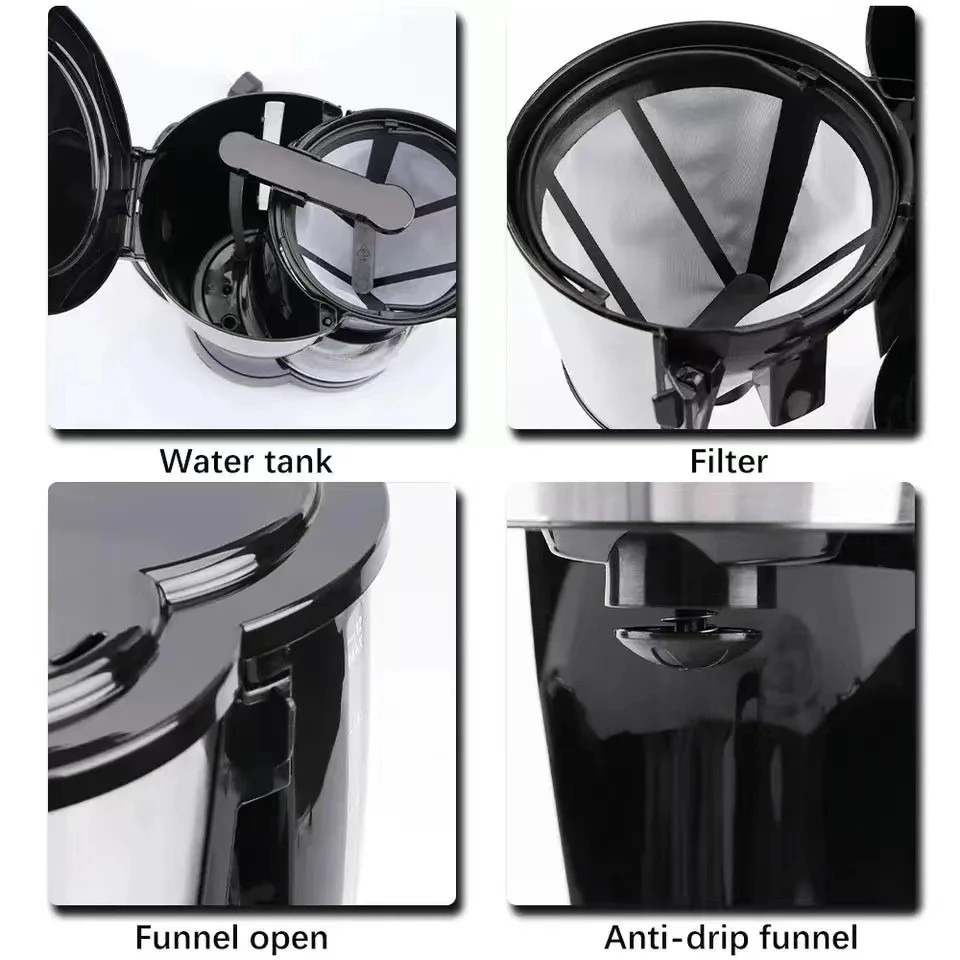 Commercial Used 1.5L Automatic Coffee Machine Electric Drip Coffee Maker With Permanent Filter