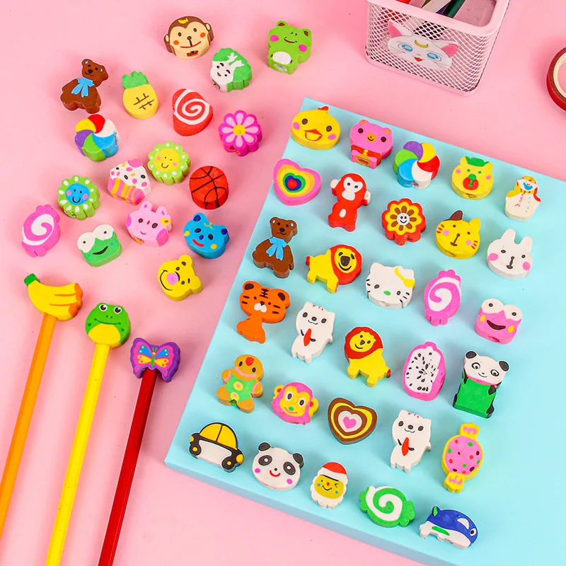 Factory wholesale custom correction stationery prizes cartoon hollow eraser solid eraser