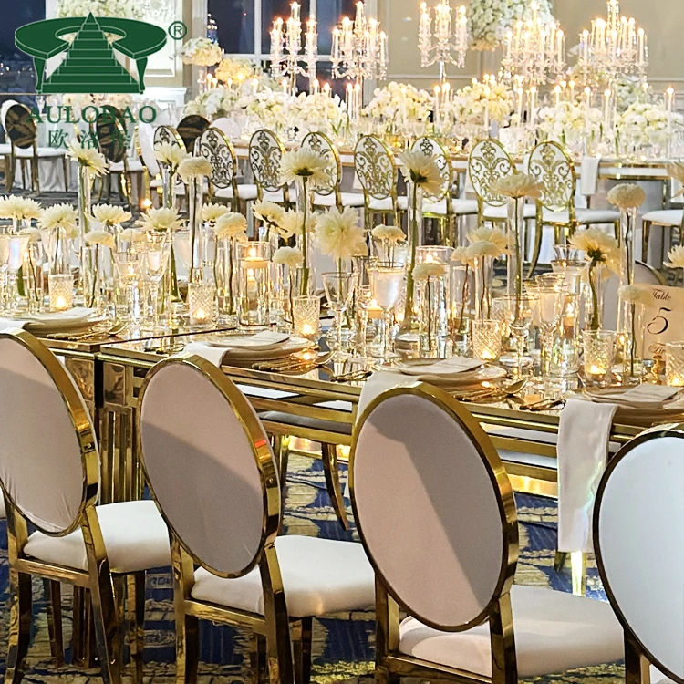 Luxury carve back stainless steel frame banquet wedding chair