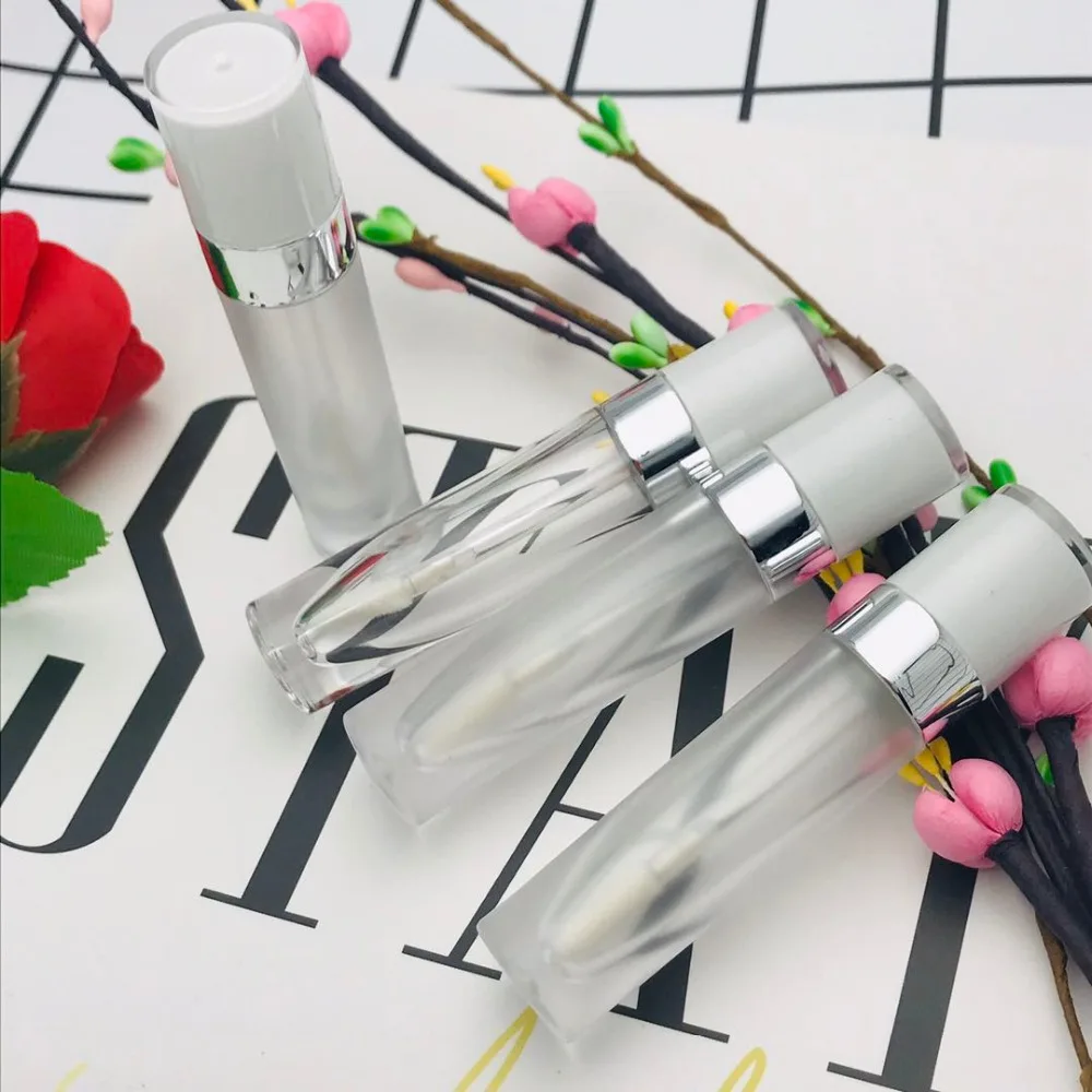 10/20/50 PCS 5ML ABS Lip Gloss Tube Empty Plastic Tubes With Black White Rose Gold  Cap Cylinder Small Lip Gloss Packaging Tube