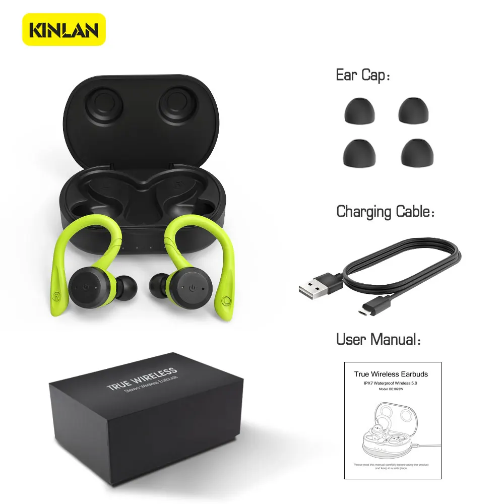 True-Wireless Earphones with Charging Case Bluetooth 5 20 Hour Battery Life Touch Control Earbuds and Secure Fit