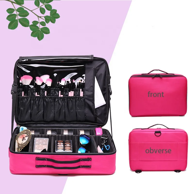 Multifunctional professional makeup bag clapboard partition portable women cosmetic case bag for ladies
