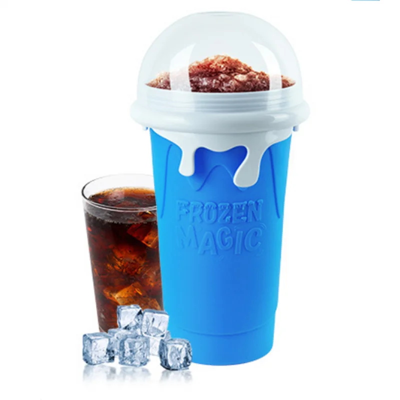 Silicone factory Large capacity 500ML squeeze magic making ice silicone smoothie cups slushie maker cup slushy cup