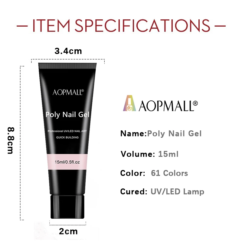 Акриловый полигель для ногтей AOPMALL Удлинительный гель с фирменной