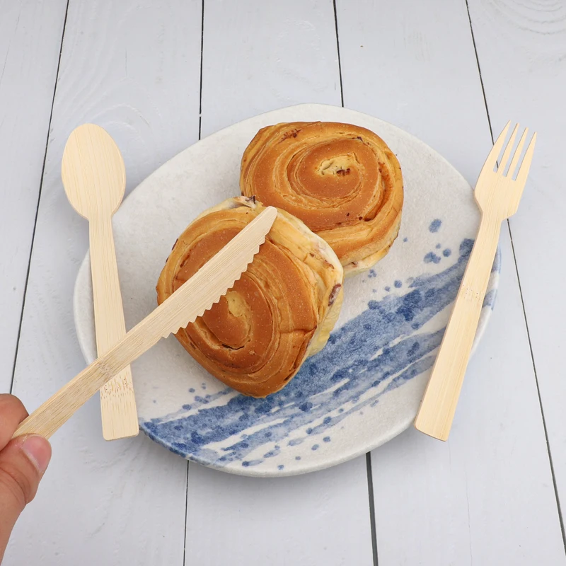 Natural environmental protection bamboo tableware set safe recyclable knife fork spoon set suitable for picnics