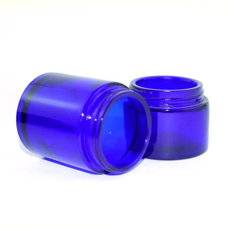 Cobalt blue glass jars flower 6oz blue glass jar smell proof custom 4oz glass jar child proof colors with box airtight smoothcap
