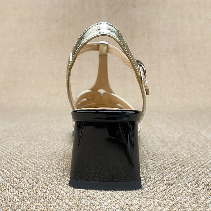 Universe P121 Patent Sheepskin SquareToe New Arrivals Ladies Sandals Factory Handmade Genuine Leather Sandals Women